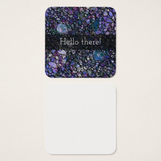 Zwarte en Paarse Abstractste Hallo cirkels Vierkante Visitekaartjes (Voorkant /achterkant)