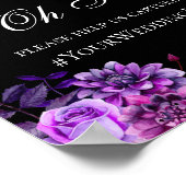 Zwarte en paarse bloem. Hashtag Weddenschap Poster (Hoek)