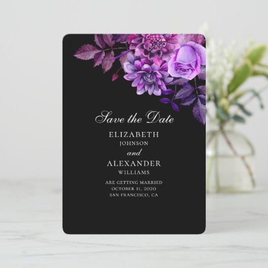 Zwarte en paarse bloemen. Botanische bewaar de dat Kaart (Staand voorkant)