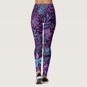 Zwarte en Paarse Floral Leggings (Achterkant)
