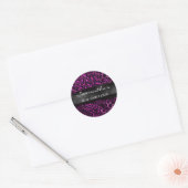 Zwarte en Paarse Folie Leopard 60 & Fabulous Ronde Sticker (Envelop)