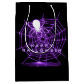 Zwarte en Paarse Halloween Spider Web Gift Bag Medium Cadeauzakje (Voorkant)
