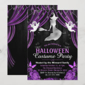 Zwarte en Paarse heks en Shimmer Curtains Hallowee Kaart (Voorkant / Achterkant)