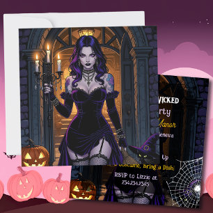 Zwarte en Paarse heks Het slechte Halloween fees Kaart