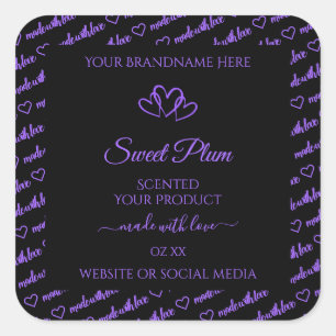 Zwarte en Paarse woorden Cloud Product Labels hart