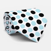 Zwarte en parelblauwe pokkendots stropdas (Opgerold)