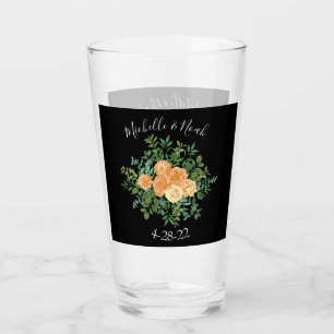 Zwarte en Peach Wedding Modern Floral Glas