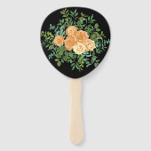 Zwarte en Peach Wedding Modern Floral Handwaaier (Achterkant)