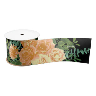 Zwarte en Peach Wedding Modern Floral Lint