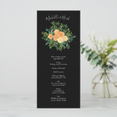 Zwarte en Peach Wedding Modern Floral Menu (Staand voorkant)