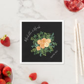 Zwarte en Peach Wedding Modern Floral Servet (Insitu)
