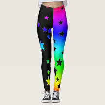 Zwarte en regenboog ster leggings