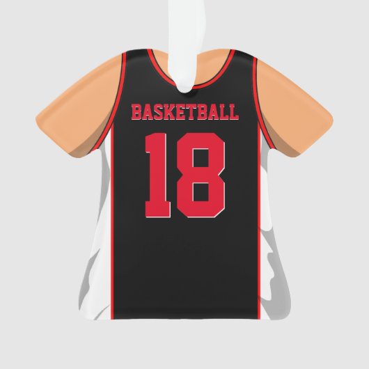 Zwarte en rode Basketball Ornament (voorkant)