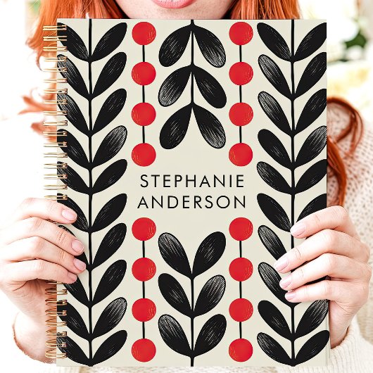 Zwarte en Rode Botanische Bladeren Bessen Custom N Planner