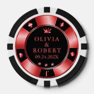 Zwarte en rode bruiloft poker chips