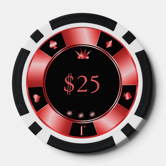 Zwarte en rode bruiloft poker chips (Achterkant)