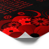 Zwarte en Rode Floral 12 Wedding Table Seating Cha Poster (Hoek)