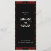 Zwarte en rode Floral gothic Dark Elegant Wedding Menu (Voorkant)