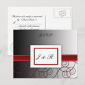 Zwarte en rode gegradueerde trouwset uitnodiging briefkaart (Voorkant / Achterkant)