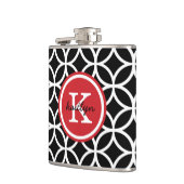 Zwarte en Rode Geometrische Diamanten Custom Monog Heupfles (Links)