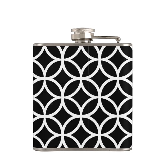 Zwarte en Rode Geometrische Diamanten Custom Monog Heupfles (Achterkant)