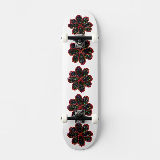 Zwarte en rode glitter-vacht skateboard (Voorkant)