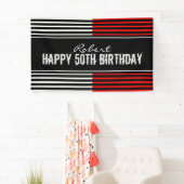 Zwarte en Rode Happy Birthday-banner Spandoek (Insitu)