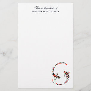 Zwarte en rode Japanse Koi visartistiek Briefpapier