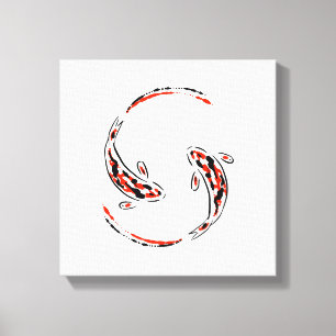 Zwarte en rode Japanse Koi visartistiek Canvas Afdruk