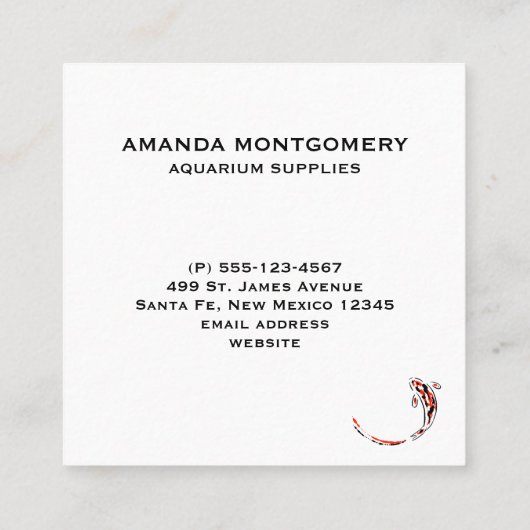 Zwarte en rode Japanse Koi visartistiek Vierkante Visitekaartje (Achterkant)