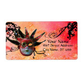 ZWARTE EN RODE JESTER MASK , Masquerade Party Etiket (Voorkant)