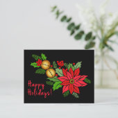 Zwarte en Rode Kaart met kerst in Poinsettia (Staand voorkant)