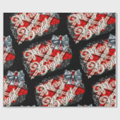 Zwarte en rode kerst cadeaupapier (Vlak)