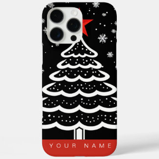 Zwarte en rode kerst iPhone 16 pro max hoesje