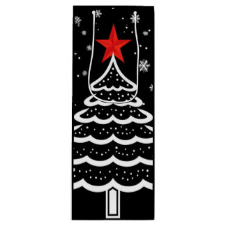 Zwarte en rode kerst wijn cadeautas