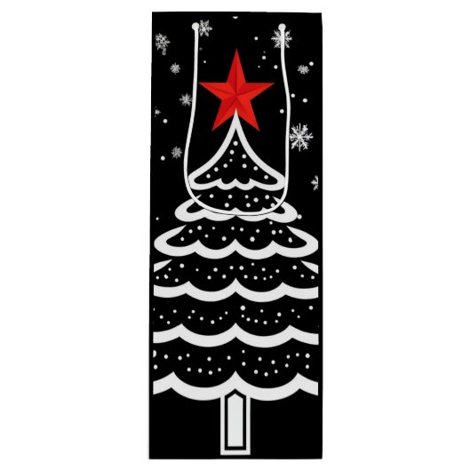 Zwarte en rode kerst wijn cadeautas (Voorkant)