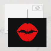 Zwarte en rode lippenstift briefkaart (Voorkant / Achterkant)