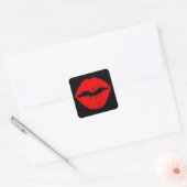 Zwarte en rode lipstick vierkante sticker (Envelop)