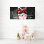 Zwarte en rode Mannen-Stropdas Spandoek (Insitu)