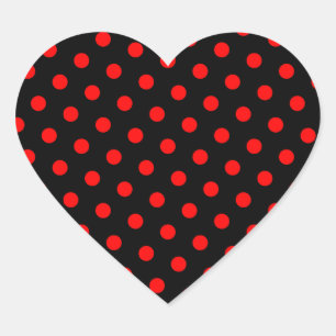 Zwarte en rode poka Dots Hart Sticker