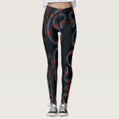 Zwarte en rode slang op zwarte Leggings (Voorkant)