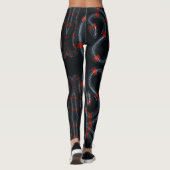 Zwarte en rode slang op zwarte Leggings (Achterkant)
