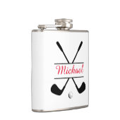 Zwarte en rode stijlvolle Logo en naam Golf Player Heupfles (Rechts)