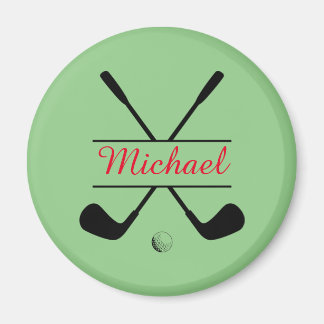 Zwarte en rode stijlvolle Logo en naam Golf Player Magneet