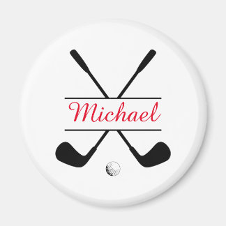 Zwarte en rode stijlvolle Logo en naam Golf Player Magneet