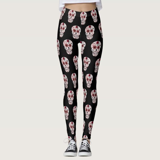 Zwarte en rode suikerriet leggings (Voorkant)