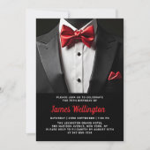 Zwarte en rode Tuxedo verjaardagsfeest Kaart (Voorkant)