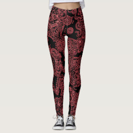 Zwarte en rode vrouwenbekkens leggings
