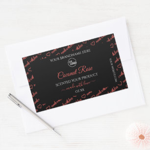 Zwarte en rode Word Cloud-productlabels met Logo Rechthoekige Sticker
