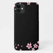 Zwarte en roze bloemen Case-Mate iPhone case (Achterkant)